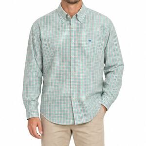 Southern Tide XL Green Pink Plaid Skipjack Stretch Cotton Button Down Shirt